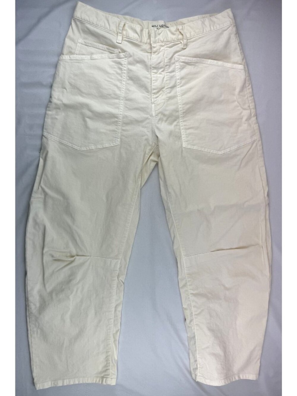 Nili Lotan SHON COTTON PANT Mid-Rise Barrel Leg Pant Size 6 Made In USA - Picture 2 of 11